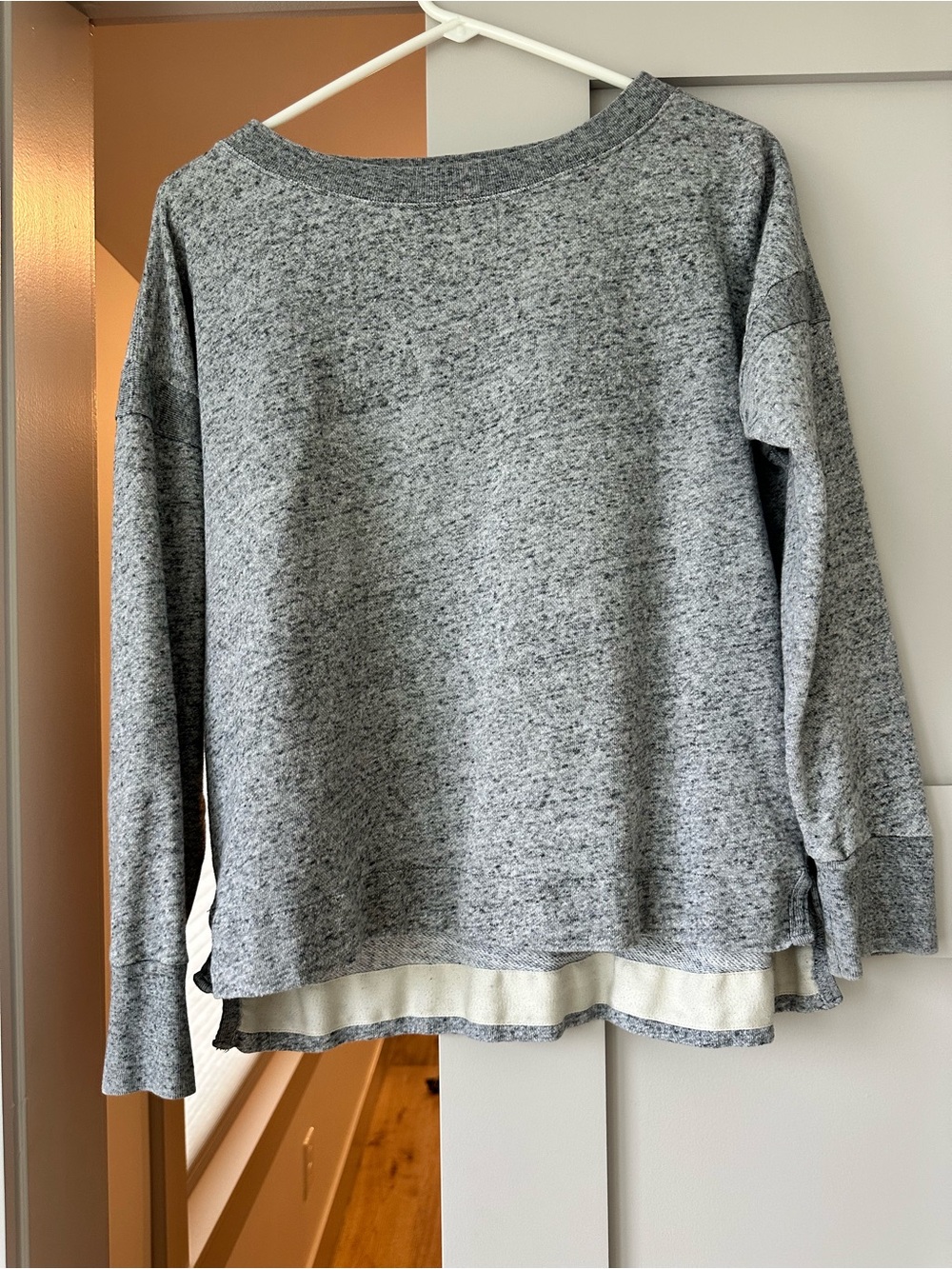 Madewell Gray Layered Hem Pullover Sweatshirt